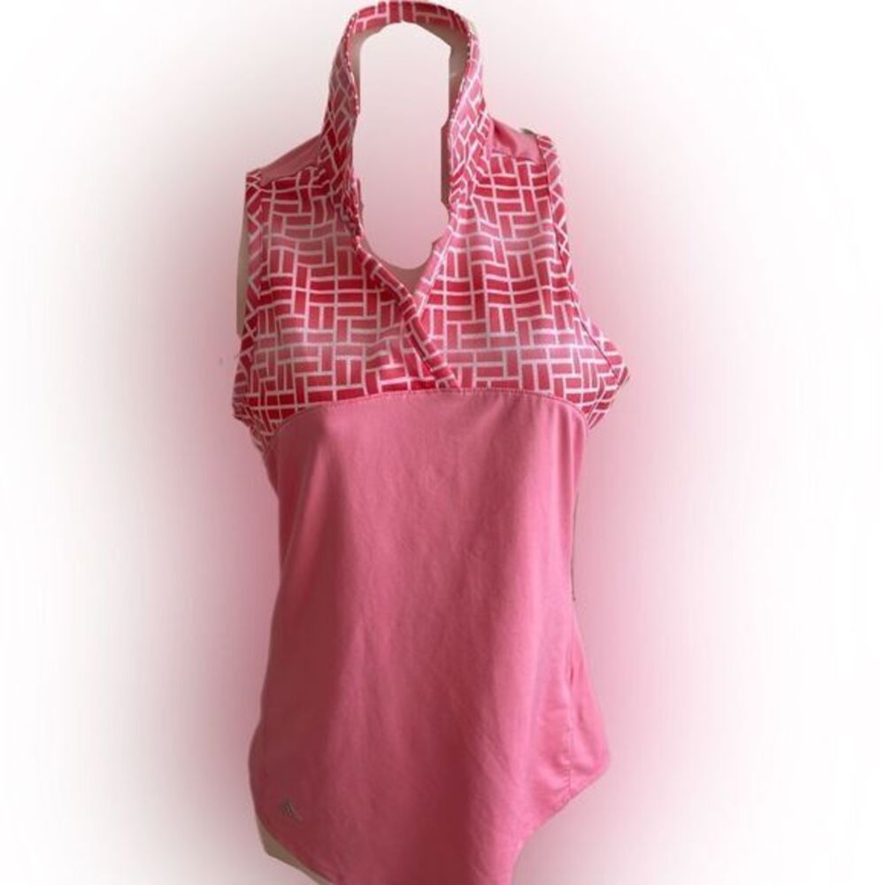 Adidas Climacool Golf Shirt - M pink /orange, polyester spandex